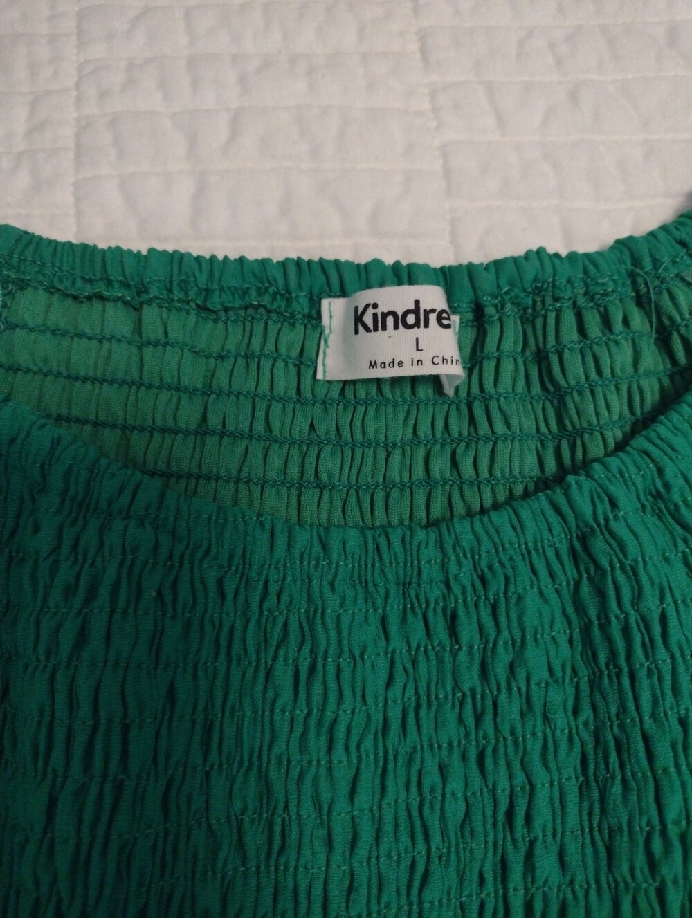 Anthropologie Kindred L Tiered Maxi Dress Elastic Neck Smocked Kelly Green - Picture 3 of 10